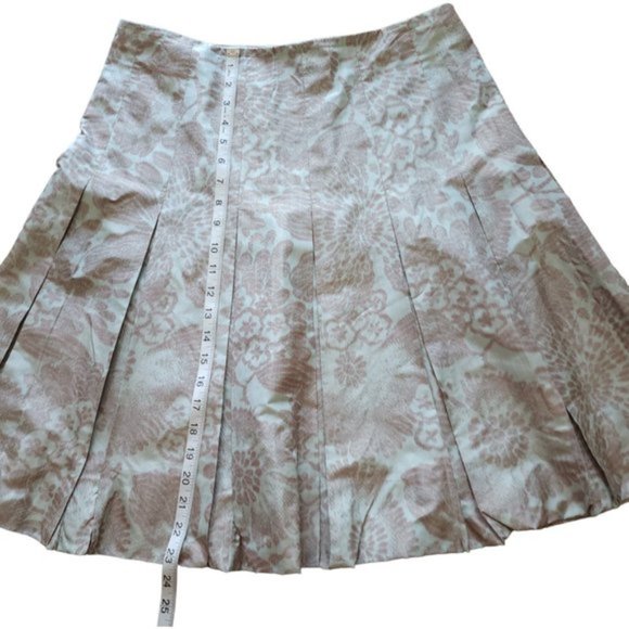 AKRIS green and brown floral pleated skirt - Picture 5 of 10